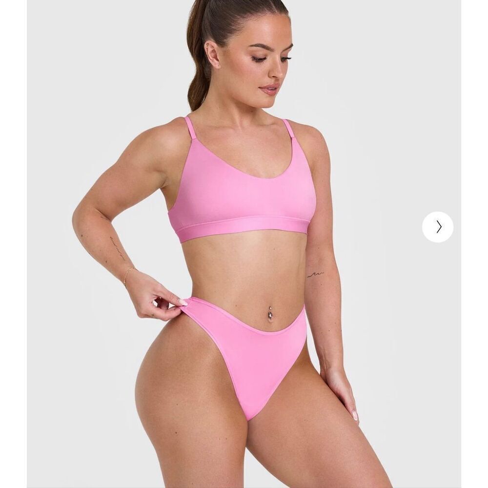Oneractive bralette thong panty women’s M activewear bra minimal set power pink